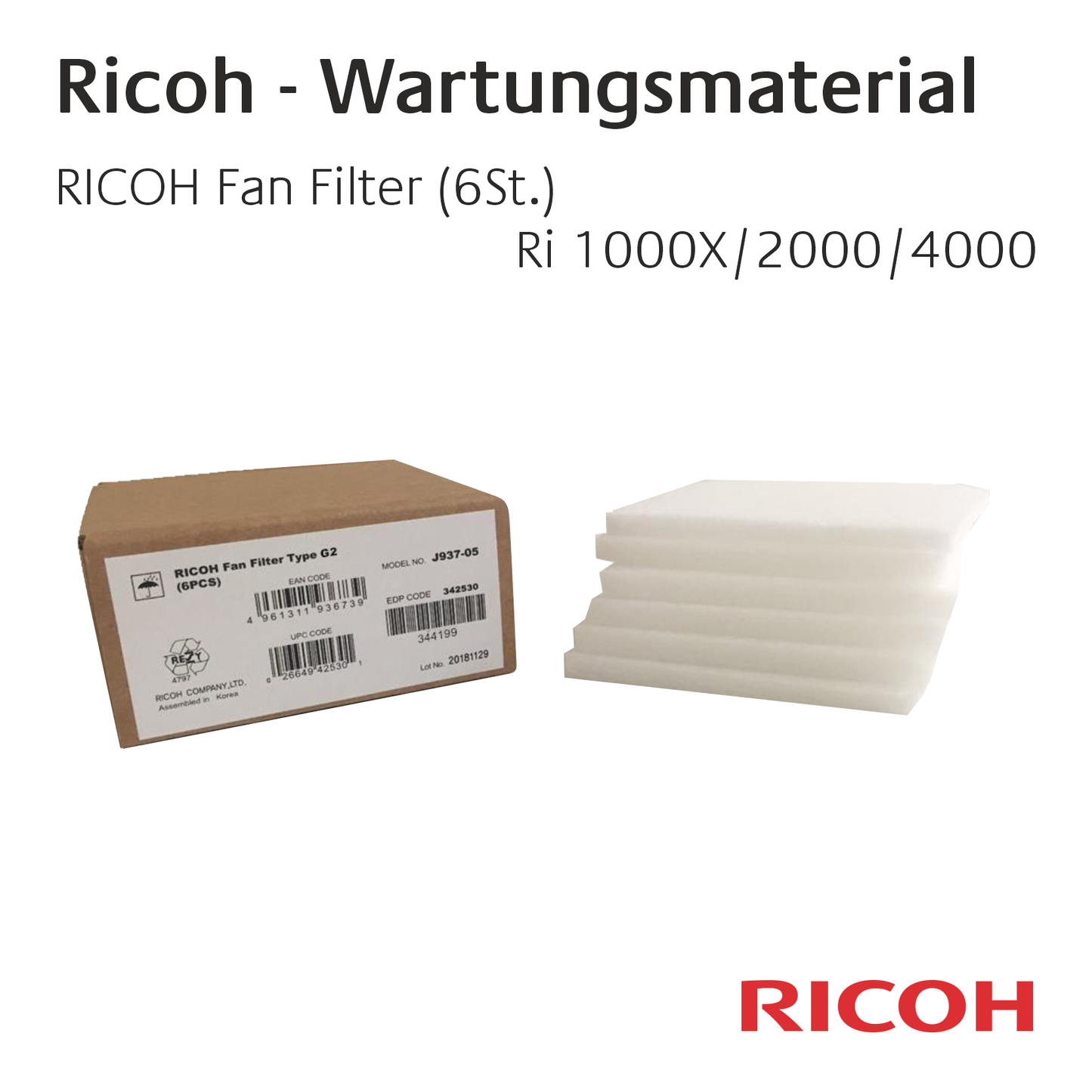Ricoh Ri 2000 - Tinte Fan Filter (6 Stück)