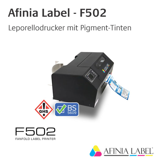 Afinia Label - F502 Leporello-Etikettendrucker - mit Pigment-Tinten