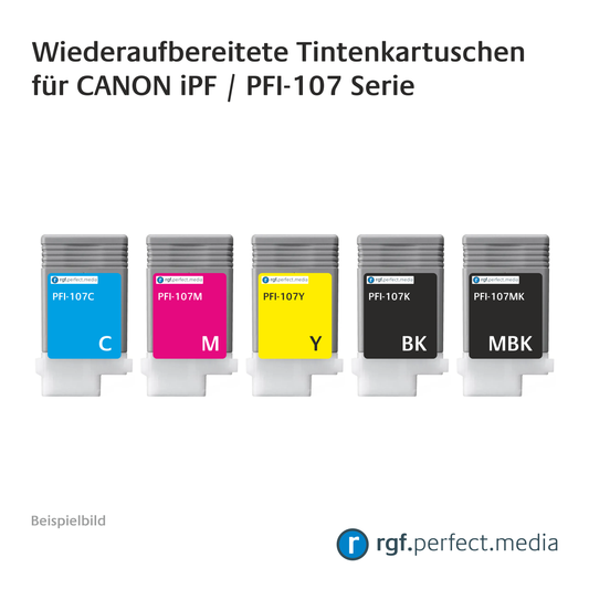 Wiederaufbereitete Tintenkartuschen No.107 Serie kompatibel für Canon iPF - Serie