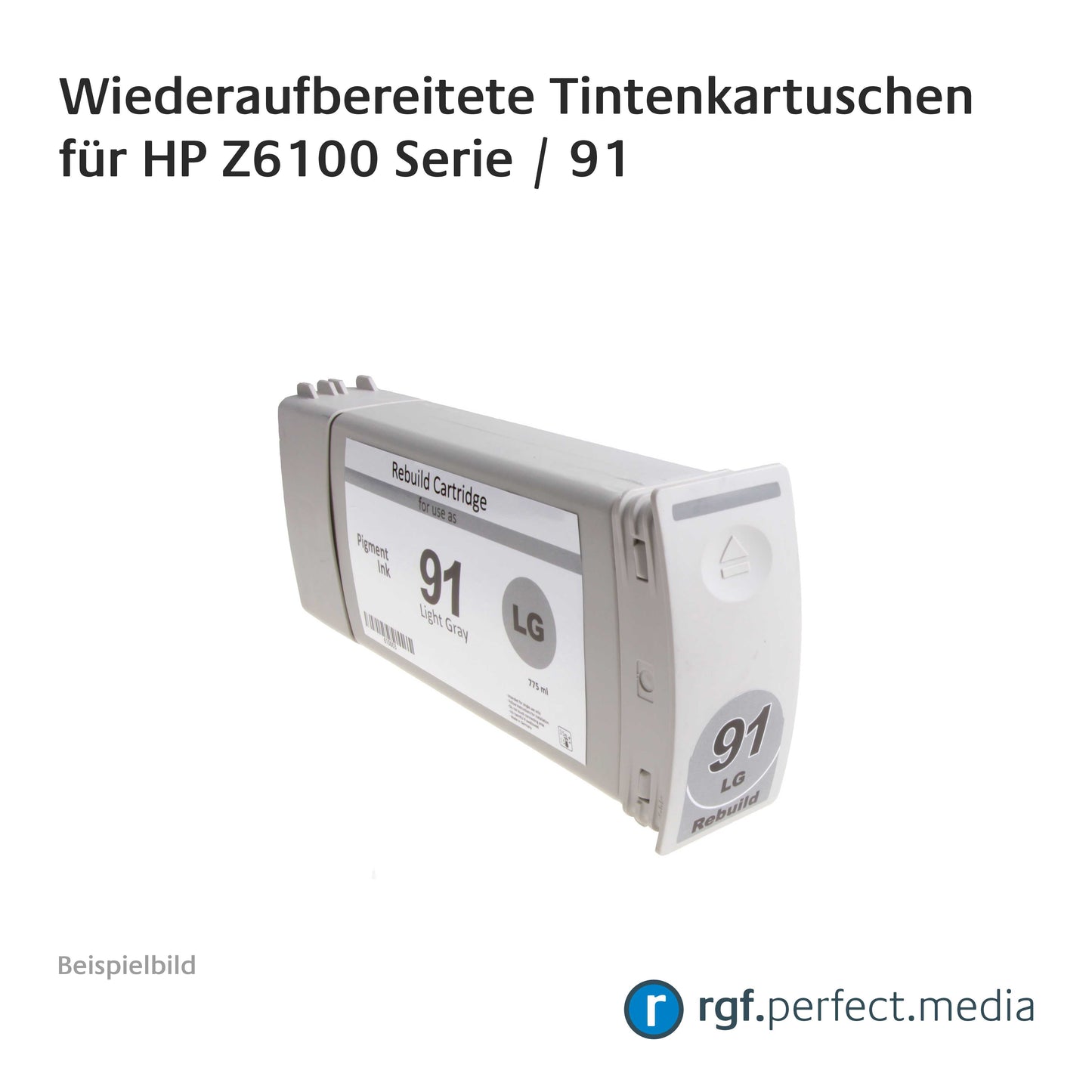 Wiederaufbereitete Tintenkartuschen No.91 Serie kompatibel für Hewlett Packard Z6100 Serie Light Grey (#91) - Art. Nr. 610003