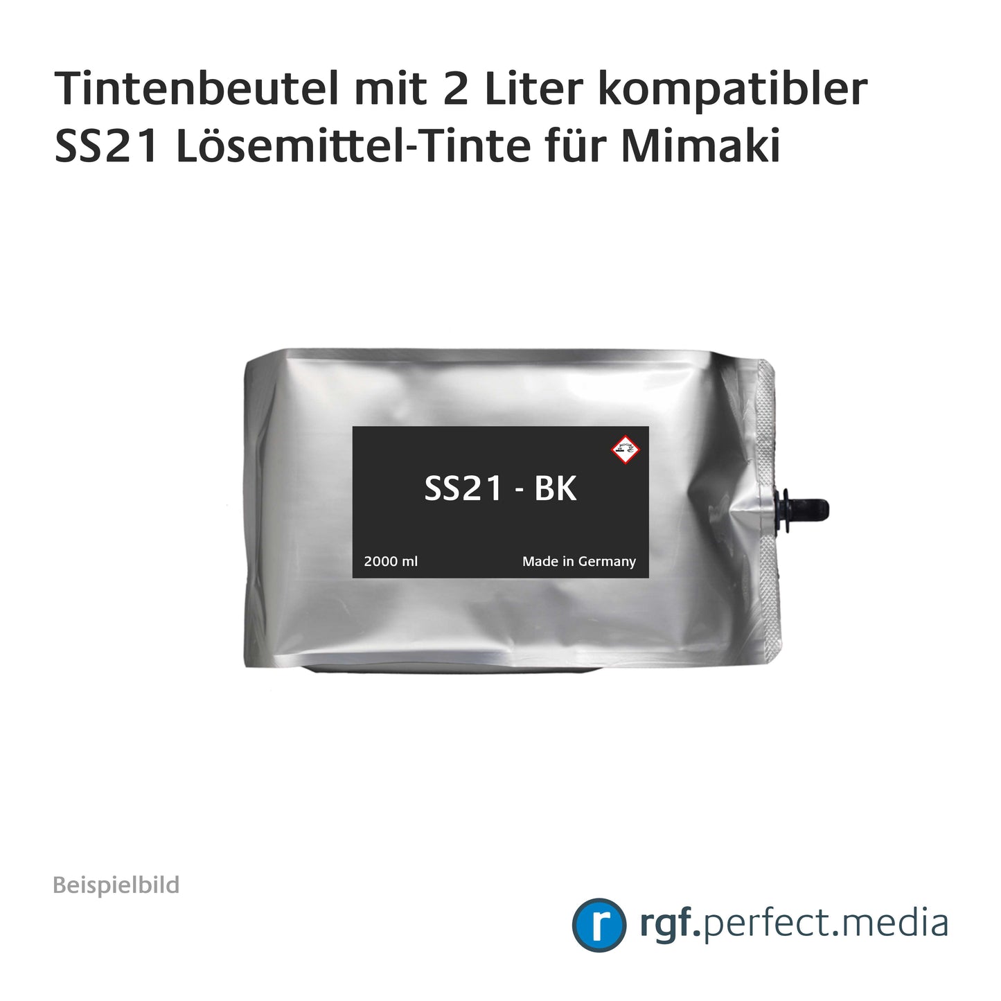 Tintenbeutel mit 2 Liter kompatibler SS21 Lösemittel-Tinte für Mimaki inklusive Chip