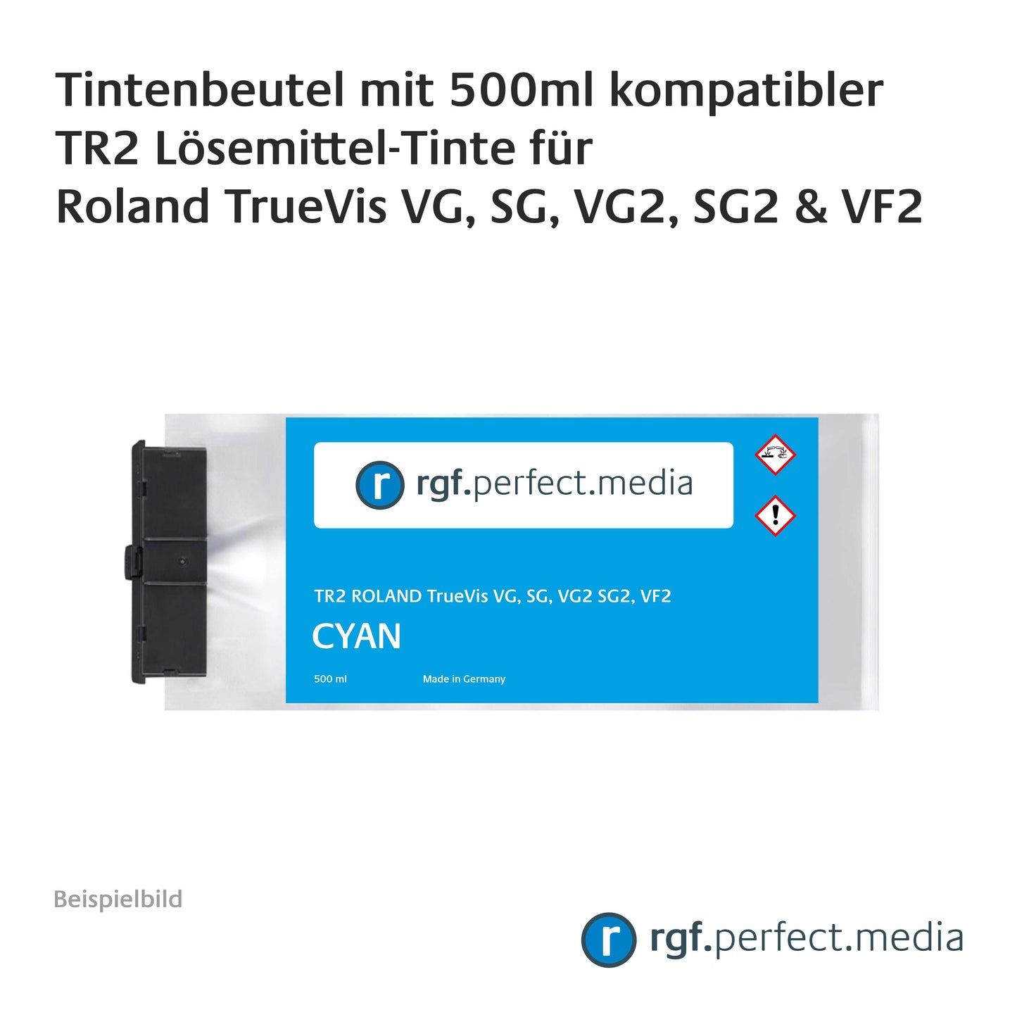 Tintenbeutel mit 500ml TR2 kompatibler Lösemittel-Tinte für Roland TrueVis VG, SG, VG2, SG2 und VF2 inklusive Chip