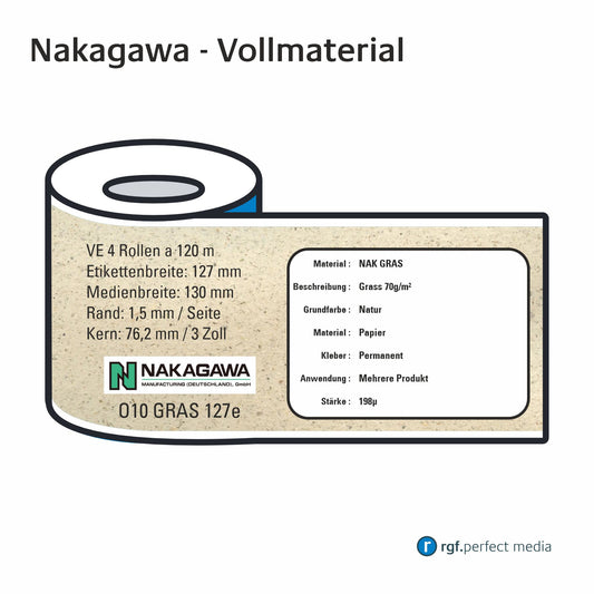Nakagawa - Graspapier - Vollmaterial 130mm - Toner / LED / Laser
