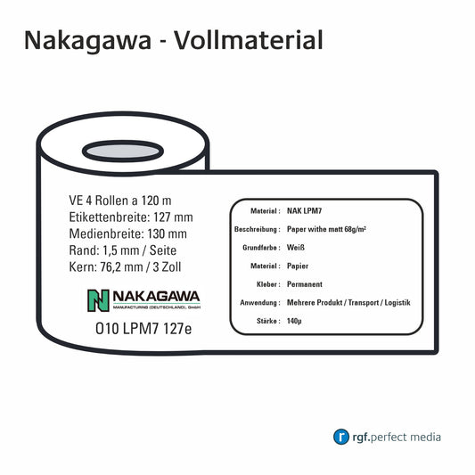 Nakagawa - Mattes Papier - Vollmaterial 130mm - Toner / LED / Laser
