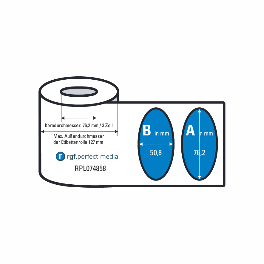 RPLDJG022 - Papier-Etiketten, Weiß, Hochglanz, Wasser abwaschbar, Tinte / Inkjet - Rund & Oval ***