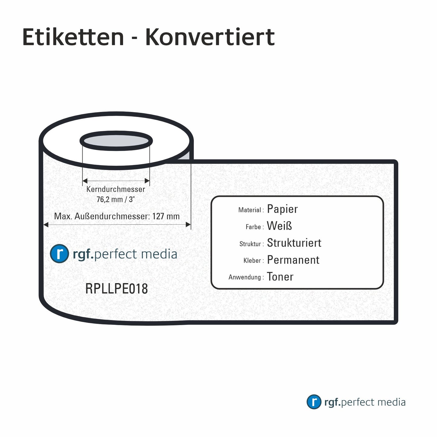 RPLLPE018 - Papier-Etiketten, Weiß, Strukturiert 'Antique', Permanent, Toner / LED / Laser - Rechteck