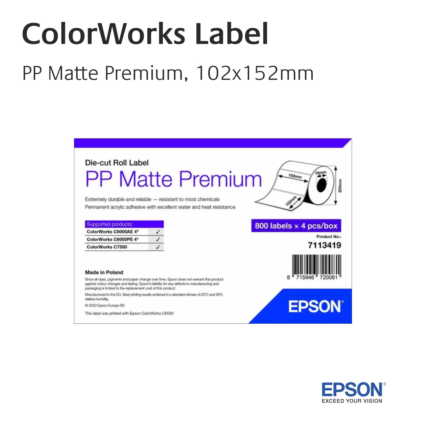 ColorWorks - PP Matt Premium - 7113419 - 102mm x 152mm