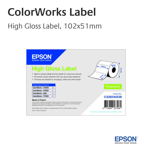 ColorWorks - High Gloss Label - C33S045539 - 102mm x 51mm