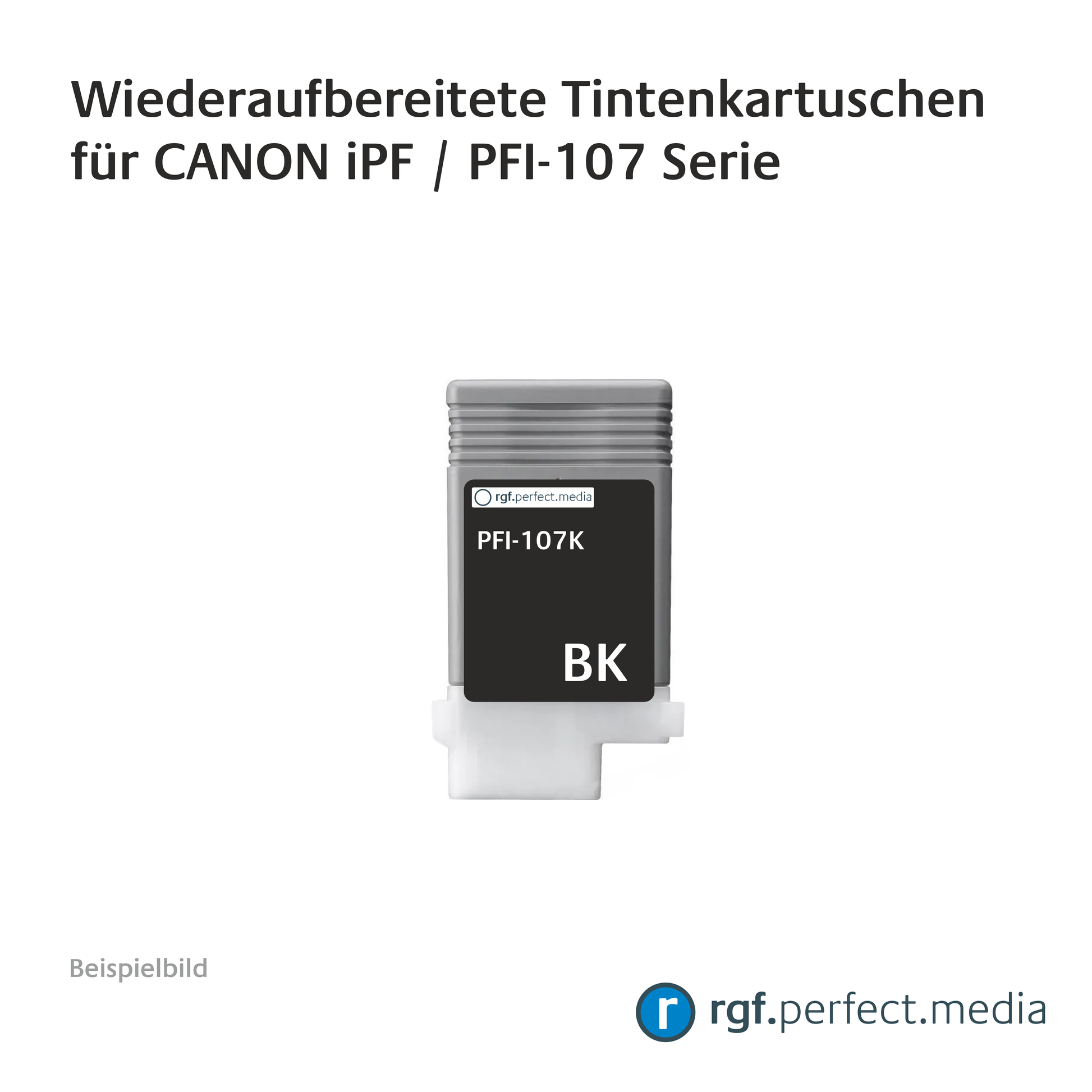 Wiederaufbereitete Tintenkartuschen No.107 Serie kompatibel für Canon iPF - Serie Black (#107) - Art.-Nr. 107002