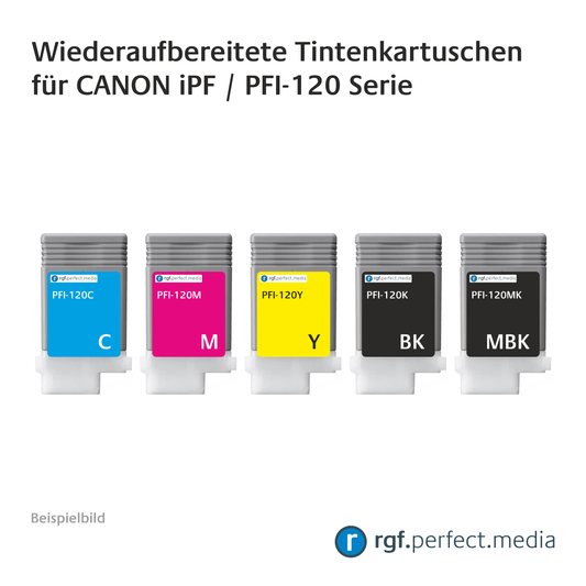 Wiederaufbereitete Tintenkartuschen No.120 Serie kompatibel für Canon iPF - Serie