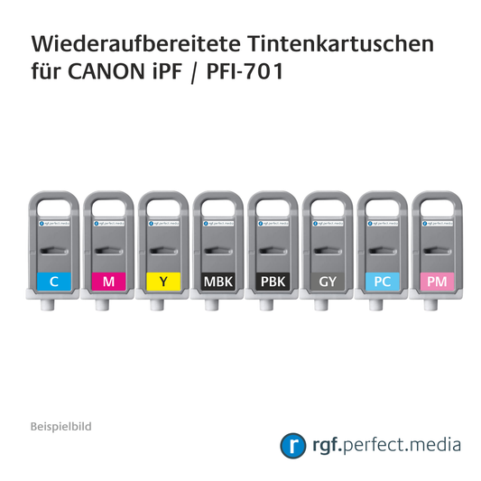 Wiederaufbereitete Tintenkartuschen No.701 Serie kompatibel für Canon iPF - Serie