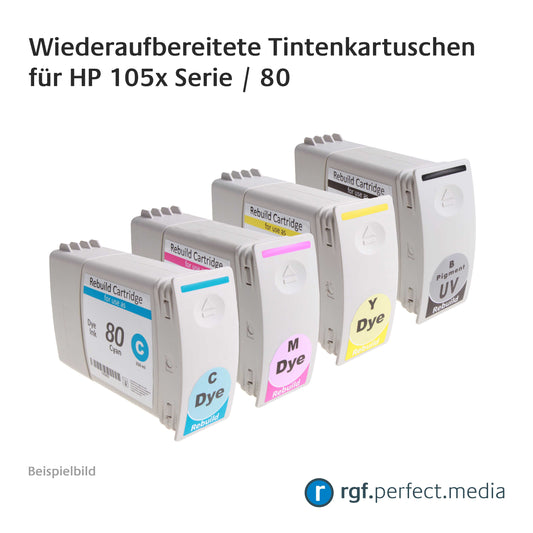 Wiederaufbereitete Tintenkartuschen No.80 Serie kompatibel für Hewlett Packard 105x Serie
