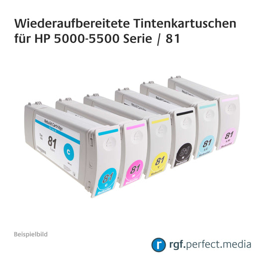 Wiederaufbereitete Tintenkartuschen No.81 Serie kompatibel für Hewlett Packard 5000-5500 Serie
