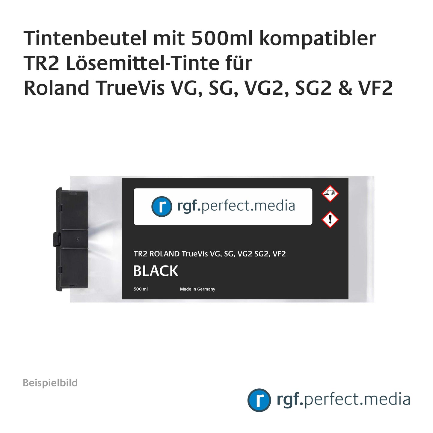 Tintenbeutel mit 500ml TR2 kompatibler Lösemittel-Tinte für Roland TrueVis VG, SG, VG2, SG2 und VF2 inklusive Chip