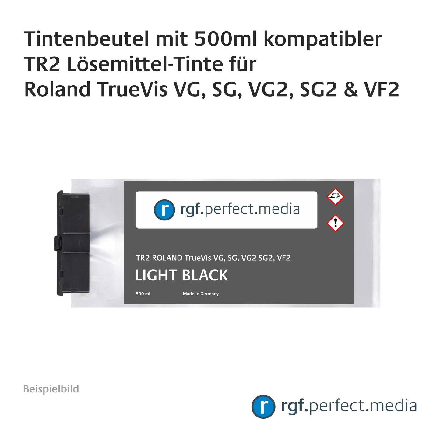 Tintenbeutel mit 500ml TR2 kompatibler Lösemittel-Tinte für Roland TrueVis VG, SG, VG2, SG2 und VF2 inklusive Chip