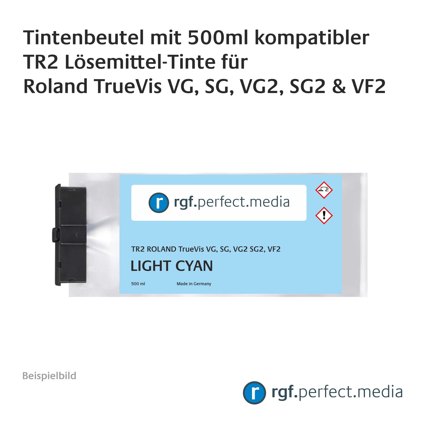 Tintenbeutel mit 500ml TR2 kompatibler Lösemittel-Tinte für Roland TrueVis VG, SG, VG2, SG2 und VF2 inklusive Chip