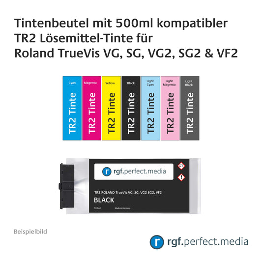 Tintenbeutel mit 500ml TR2 kompatibler Lösemittel-Tinte für Roland TrueVis VG, SG, VG2, SG2 und VF2 inklusive Chip